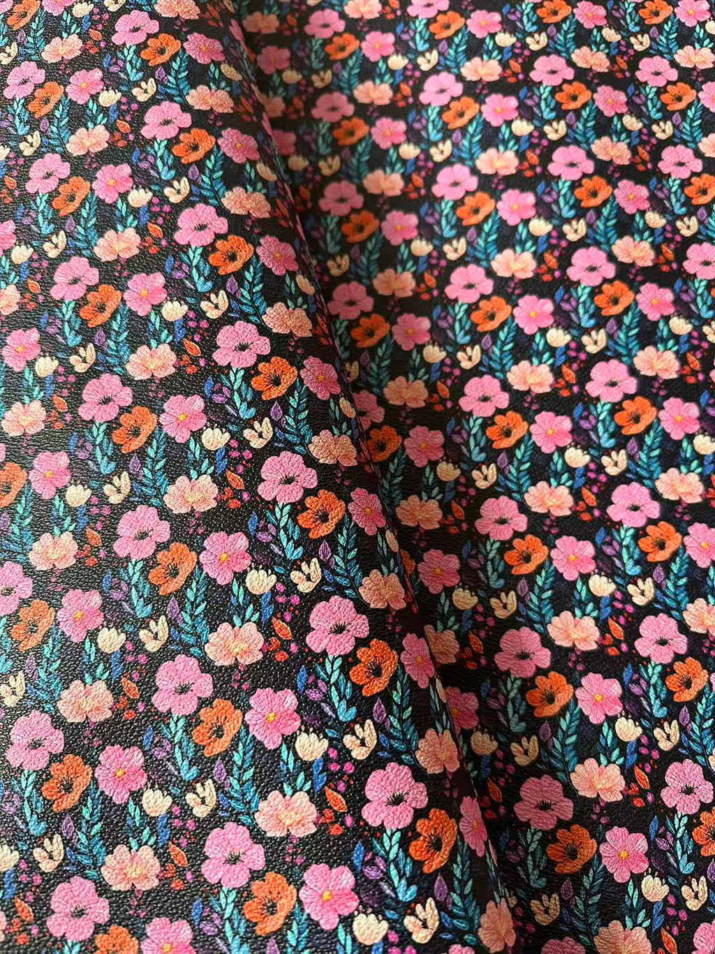 Fashion Flower Leather Fabric For Handmade Shoes, Sneaker ,Bag Upholstery Goods By Yard