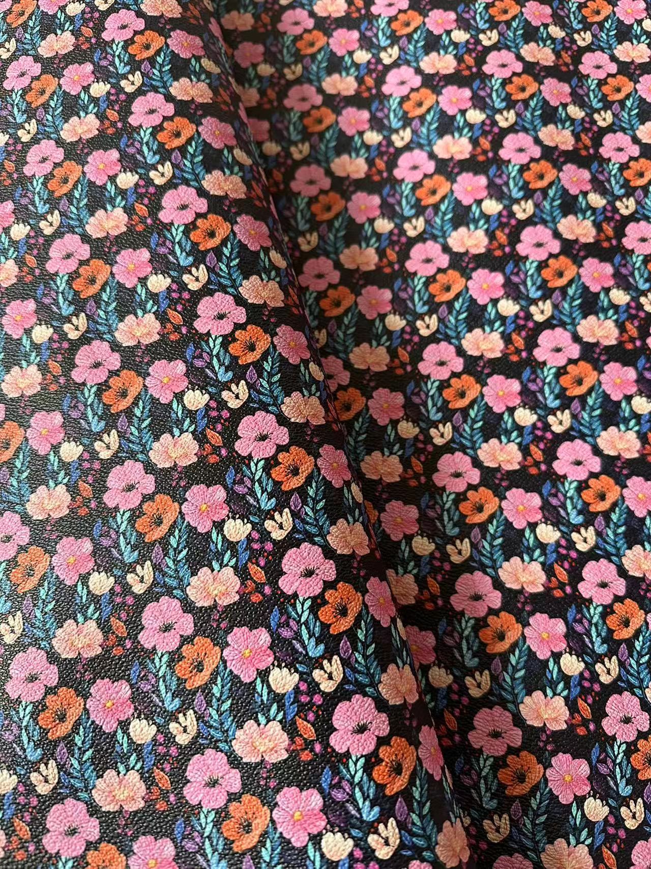 Fashion Flower Leather Fabric For Handmade Shoes, Sneaker ,Bag Upholstery Goods By Yard