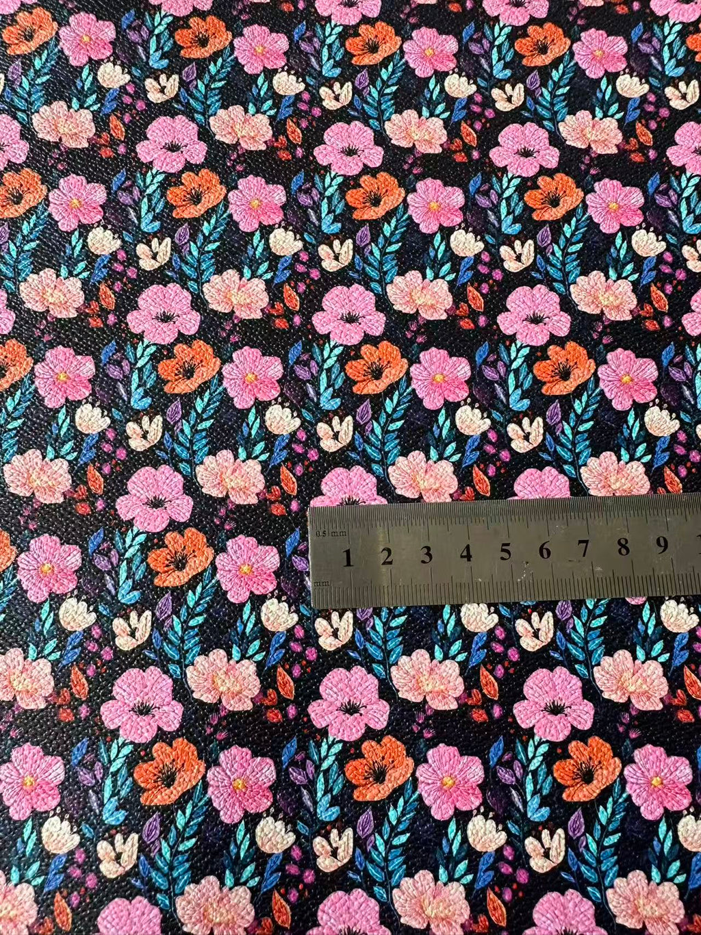 Fashion Flower Leather Fabric For Handmade Shoes, Sneaker ,Bag Upholstery Goods By Yard